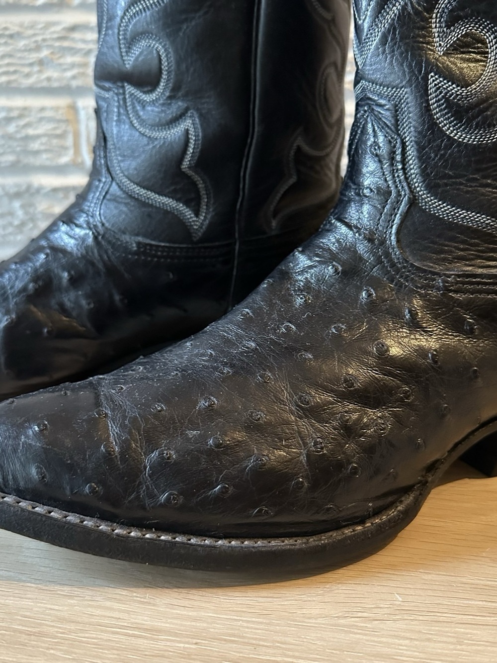 Full Quill Ostrich Leather Cowboy Boots/Western Stitching Shaft/Mens Size 10XE - Picture 4 of 9